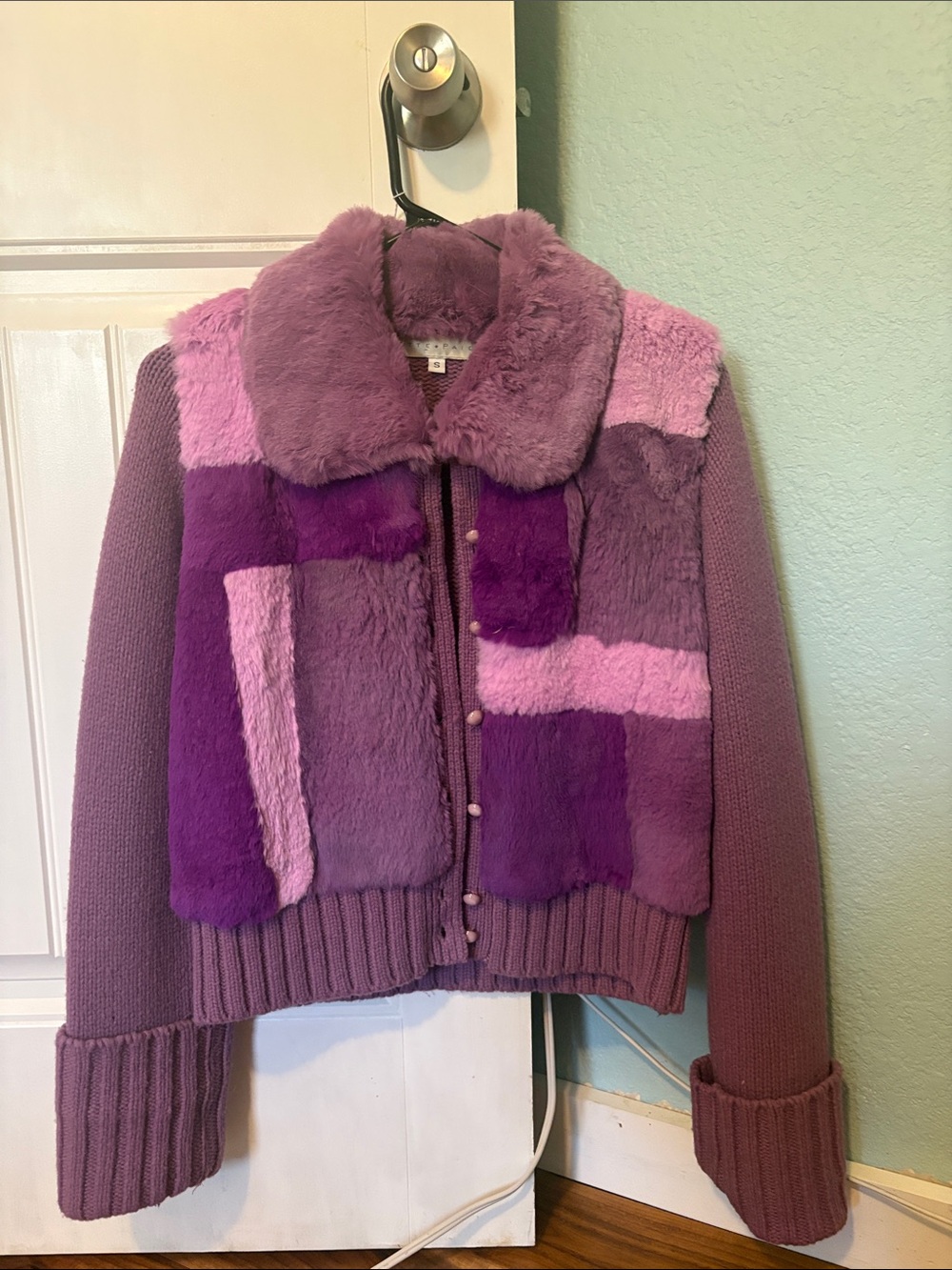 Women’s genuine rabbit fur covered cardigan
